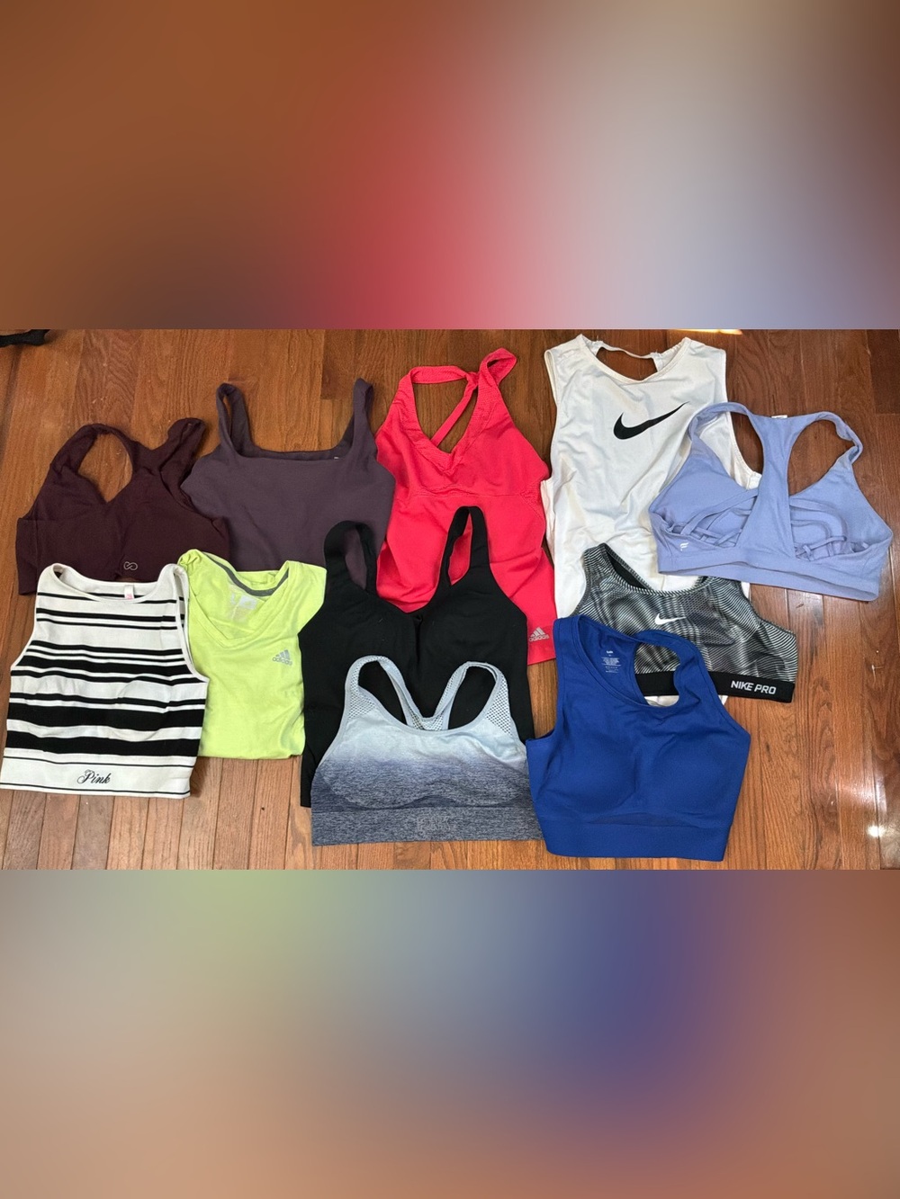 Mixed Activewear Sports Bra & Tank Bundle - Black, Pink, Blue, Gray, White